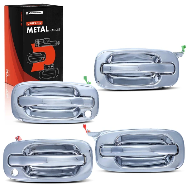 4 Pcs Upgraded Metal Front & Rear Chrome Exterior Door Handle for 2001-2003 2005-2006 GMC Sierra 1500 HD