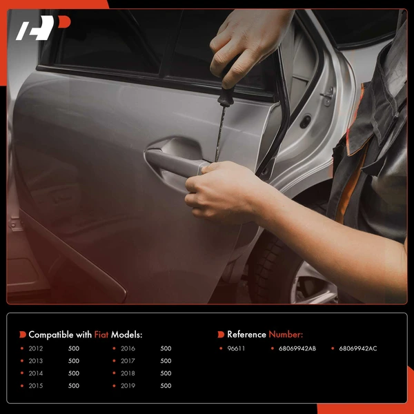 Front Passenger Chrome Exterior Door Handle for Fiat 500 2012-2019