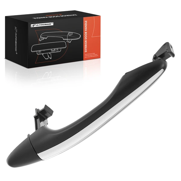 Rear Driver or Passenger Black & Chrome Exterior Door Handle for 2011-2013 Kia Optima