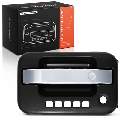 Front Driver Primed Black & Chrome Exterior Door Handle for Ford F-150 2009-2014