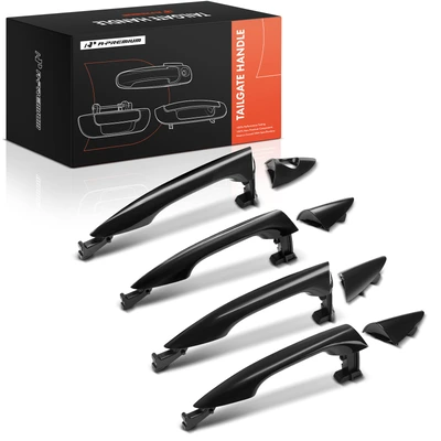 4 Pcs Front & Rear Smooth Black Exterior Door Handle