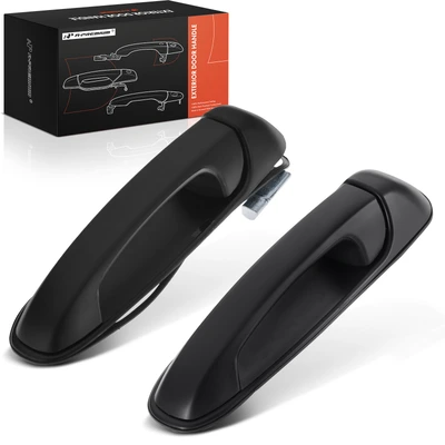 2 Pcs Rear Smooth Black Exterior Door Handle