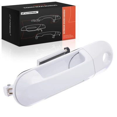 Front Driver White Exterior Door Handle with keyhole
