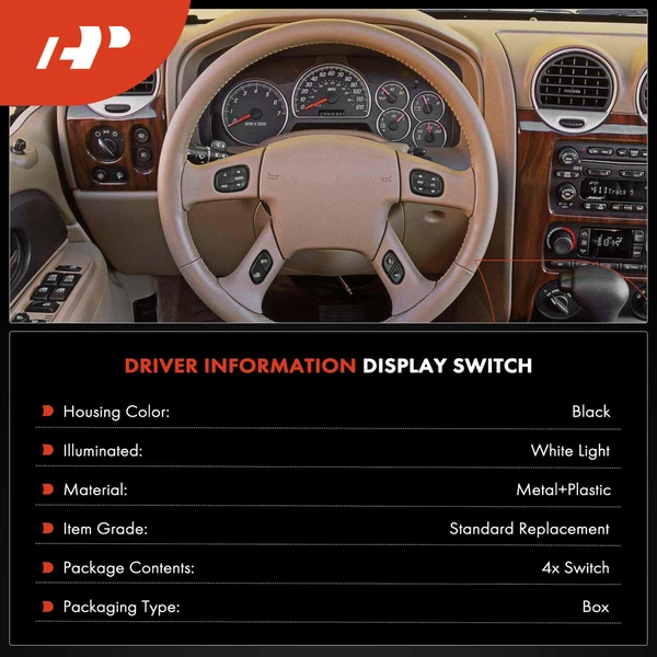 4 Pcs Steering Wheel Switch Control Buttons for 2003-2006 Chevrolet Avalanche 1500