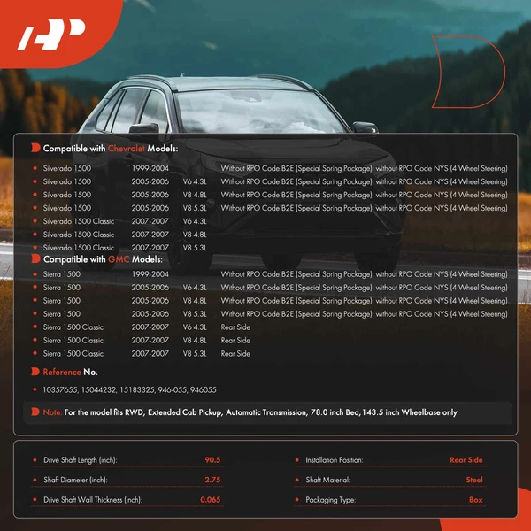 90.50 in. Drive shaft Rear Side A-Premium APDS1278