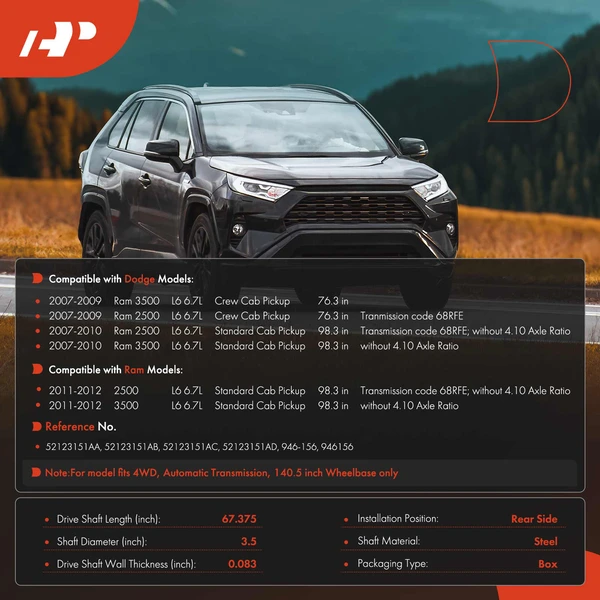 67.38 in. Drive shaft Rear Side 4WD A-Premium APDS1307