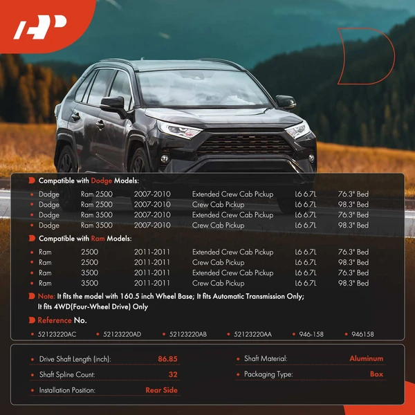 86.85 in. Rear Side Driveshaft Assembly A-Premium APDS1395