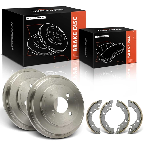 6 Pcs Rear Brake Drums & Ceramic Brake Shoes for Honda Fit 2015-2020 L4 1.5L