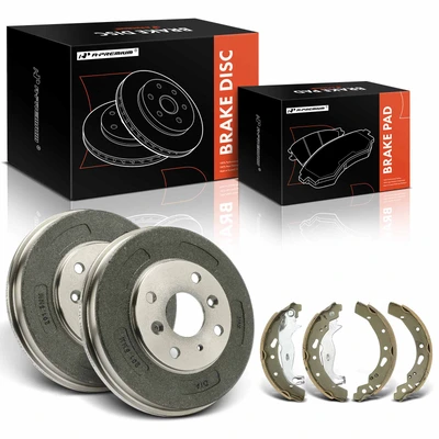 6 Pcs Rear Brake Drums & Ceramic Brake Shoes