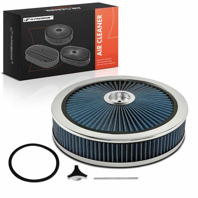 Universal Round Blue Chrome Air Cleaner Filter Kit