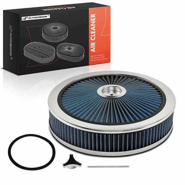 Universal Round Blue Chrome Air Cleaner Filter Kit for 2009-2010 2012 2017 Nissan Armada