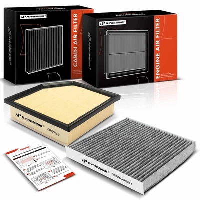 2 Pcs Engine & Activated Carbon Cabin Air Filter