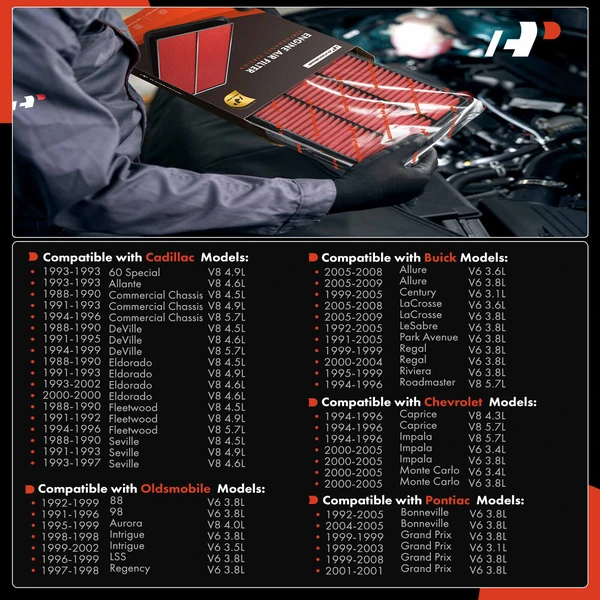 High Performance Engine Air Filter for Oldsmobile 88 98 Chevrolet Impala Pontiac