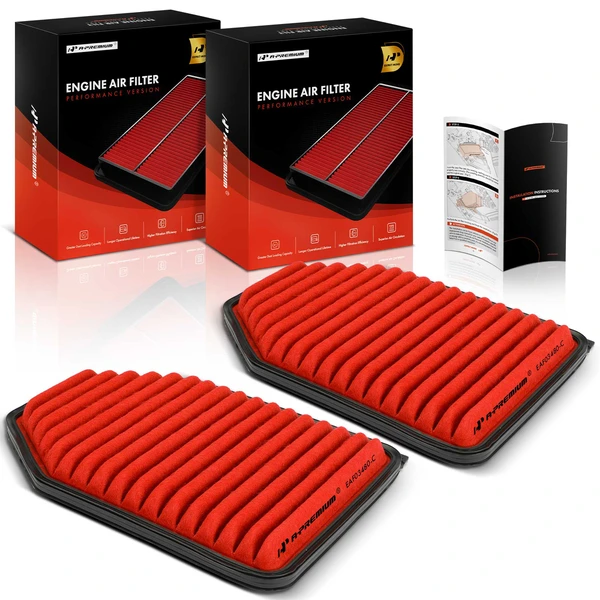 2 Pcs High Performance Engine Air Filter for Jeep JK Wrangler 07-17 V6 3.6L 3.8L