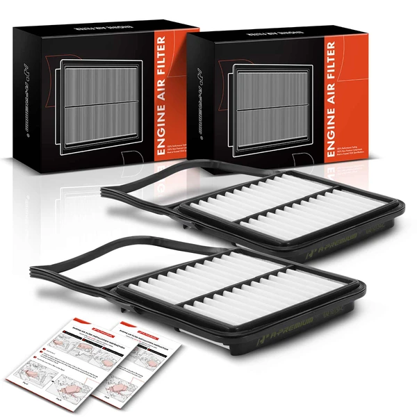 2 Pcs Engine Air Filter with Rigid Panel for Toyota Prius 2004-2009 L4 1.5L