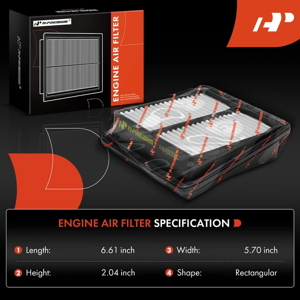 Engine Air Filter with Rigid Panel for Honda Fit 2007-2008 L4 1.5L