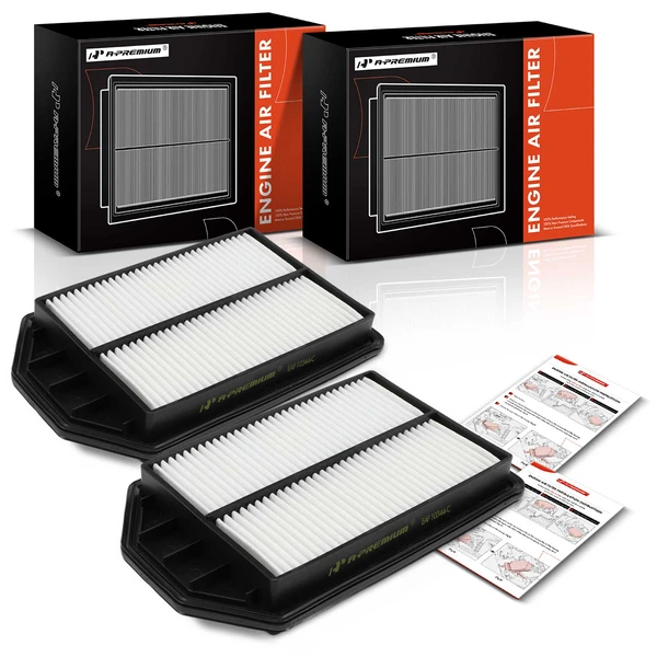 2 Pcs Engine Air Filter with Rigid Panel for Honda CR-V 2007-2009 L4 2.4L