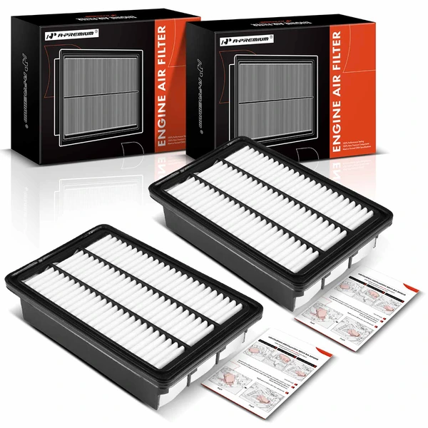 2 Pcs Engine Air Filter with Rigid Panel for Hyundai Santa Fe 07-09 V6 2.7L 3.3L