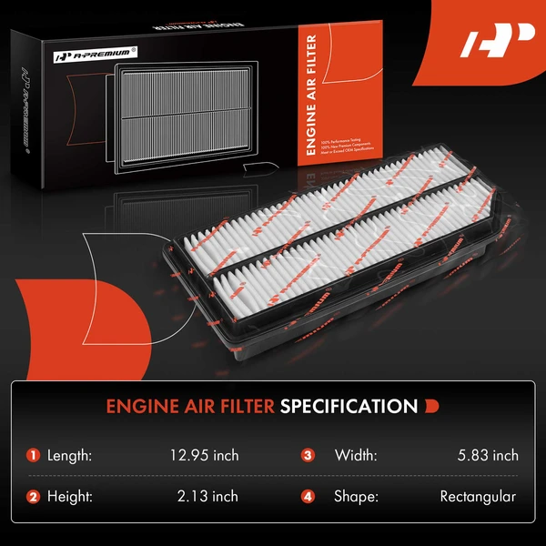 2 Pcs Engine Air Filter with Rigid Panel for Acura TL 2007-2008 V6 3.2L V6 3.5L