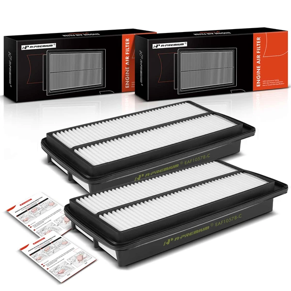 2 Pcs Engine Air Filter with Rigid Panel for 2007-2012 Acura RDX