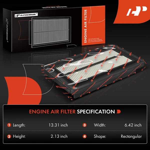 2 Pcs Engine Air Filter with Rigid Panel for Acura RDX 2007-2012 L4 2.3L