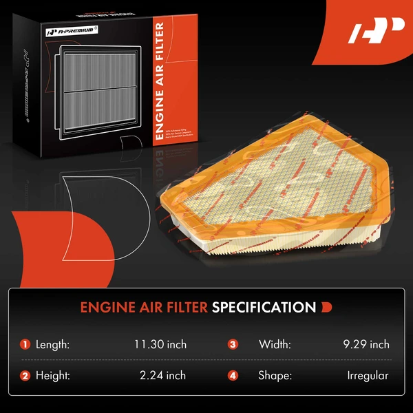 2 Pcs Engine Air Filter with Flexible Panel for Cadillac CTS 2008-2014 3.0L 3.6L 6.2L