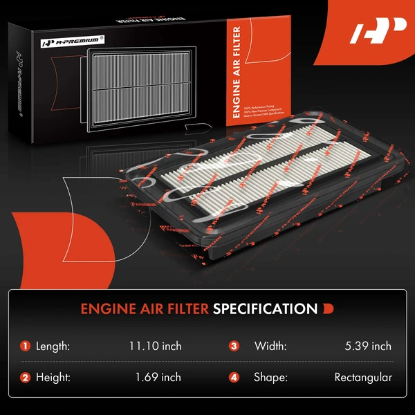 Engine Air Filter with Rigid Panel for Suzuki SX4 2007-2009 L4 2.0L