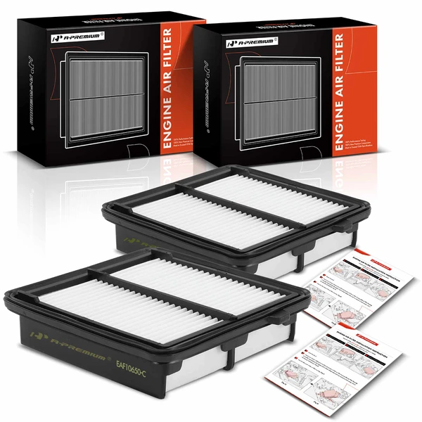 2 Pcs Engine Air Filter with Rigid Panel for 2009-2014 Honda Fit