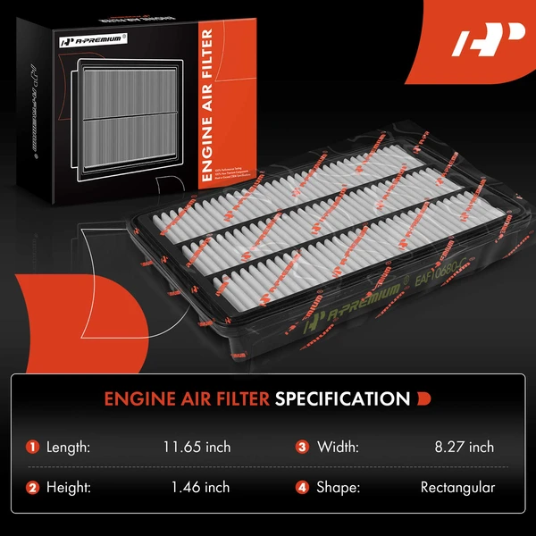 Engine Air Filter with Rigid Panel for Kia Borrego 2009-2011 V6 3.8L 4.6L