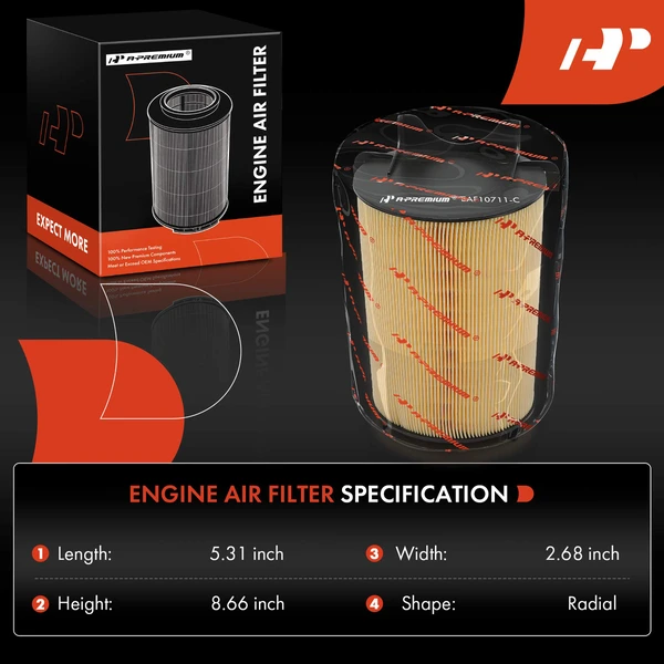 Engine Air Filter for Volkswagen Jetta 2011-2015 L4 2.0L GAS