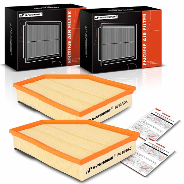 2 Pcs Engine Air Filter with Flexible Panel for 2005-2011 Volvo XC90