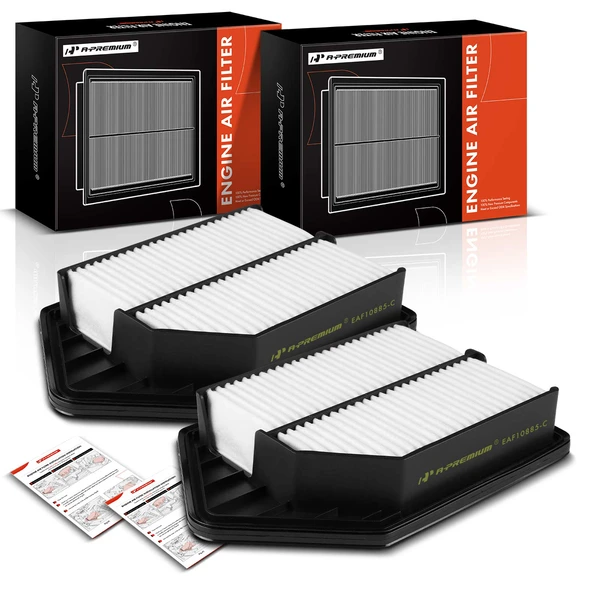 2 Pcs Engine Air Filter with Rigid Panel for Honda CR-V 2010-2011 L4 2.4L