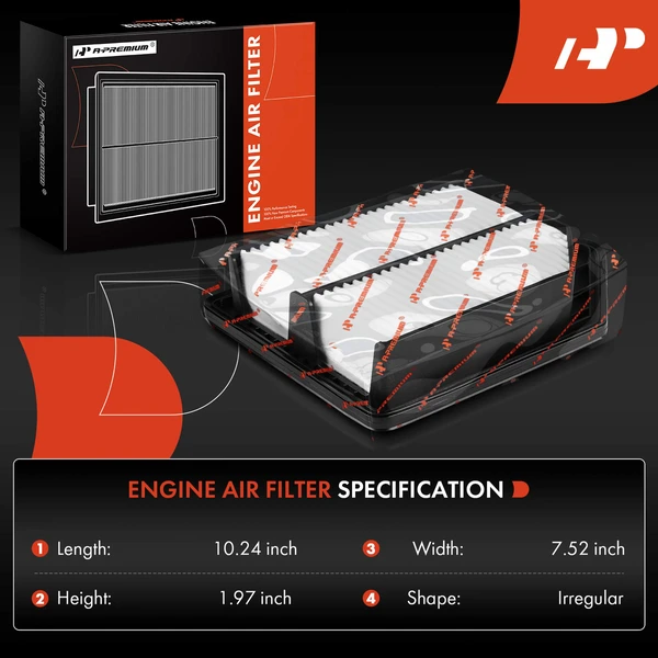 Engine Air Filter with Rigid Panel for Honda CR-V 2010-2011 L4 2.4L