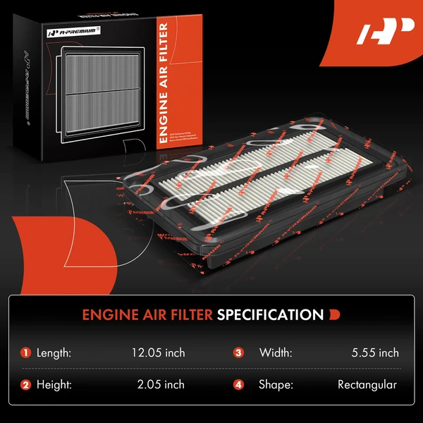 Engine Air Filter with Rigid Panel for Acura RL 2009-2012 V6 3.7L