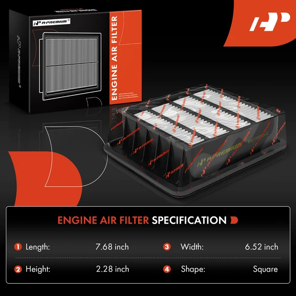 Engine Air Filter with Rigid Panel for Nissan GT-R 2009-2021 V6 3.8L