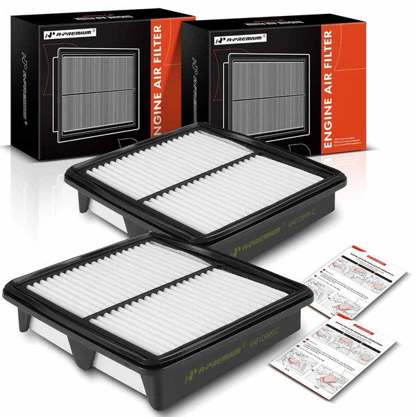 2 Pcs Engine Air Filter with Rigid Panel for 2009-2010 INFINITI M35