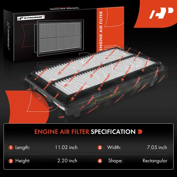 2 Pcs Engine Air Filter with Rigid Panel for Acura MDX ZDX 2010-2013 V6 3.7L