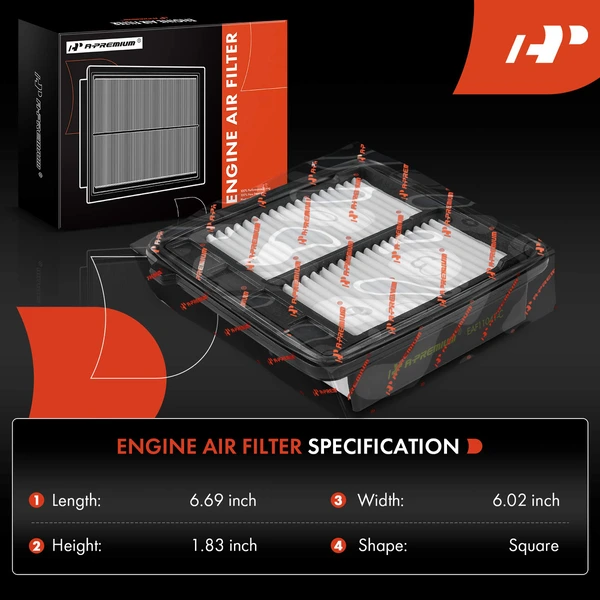 Engine Air Filter with Rigid Panel for Honda CR-Z 2011-2016 L4 1.5L