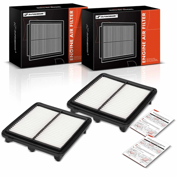 2 Pcs Engine Air Filter with Rigid Panel for Acura ILX 13-15 Honda Civic L4 1.5L