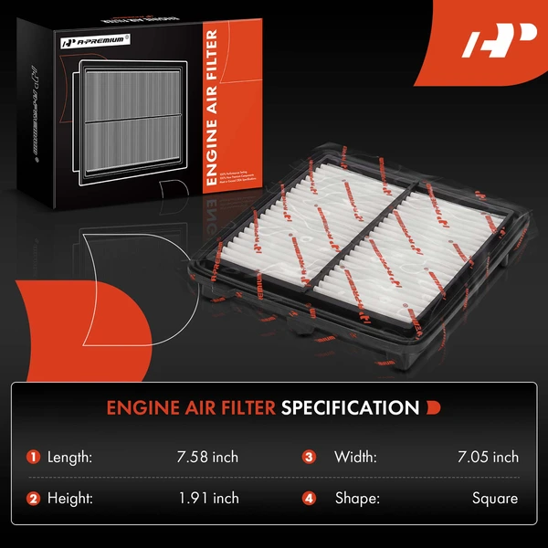2 Pcs Engine Air Filter with Rigid Panel for Acura ILX 13-15 Honda Civic L4 1.5L
