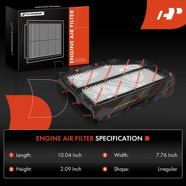Engine Air Filter with Rigid Panel for Honda CR-V 2012-2014 L4 2.4L