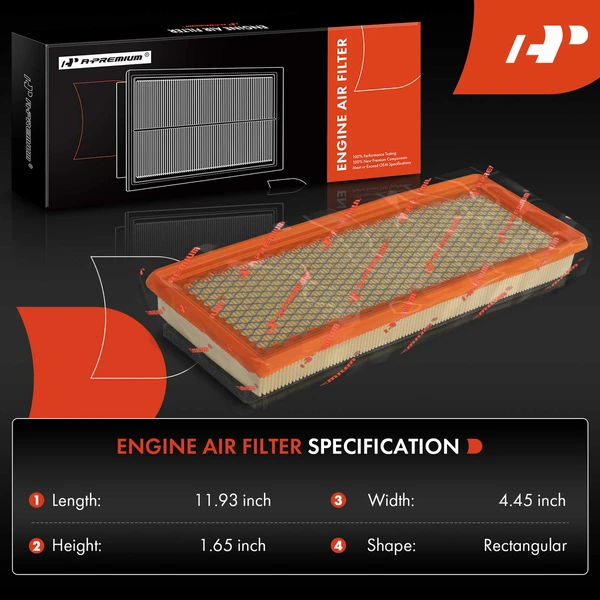 2 Pcs Engine Air Filter with Flexible Panel for Fiat 500 2012-2019 1.4L