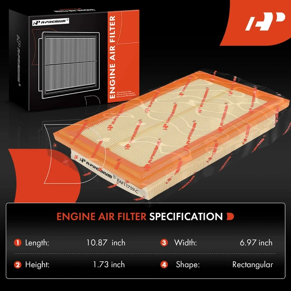 Engine Air Filter for Mercedes-Benz C300 C350e E300 GLC300 GLC350e SLC300 SLK300