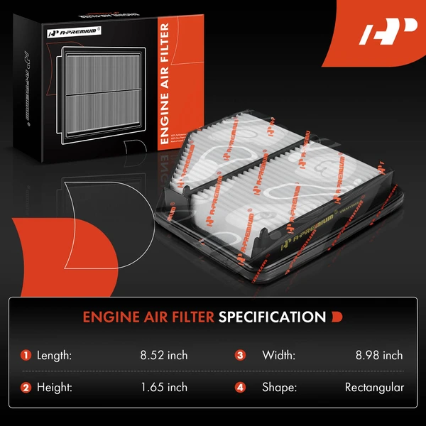 2 Pcs Engine Air Filter with Rigid Panel for Honda HR-V 2016-2022 L4 1.8L