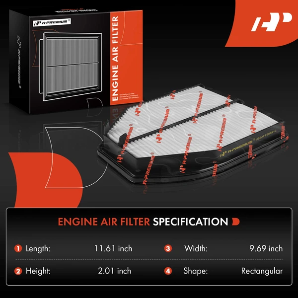 Engine Air Filter with Rigid Panel for Acura ILX 2016-2022 L4 2.4L