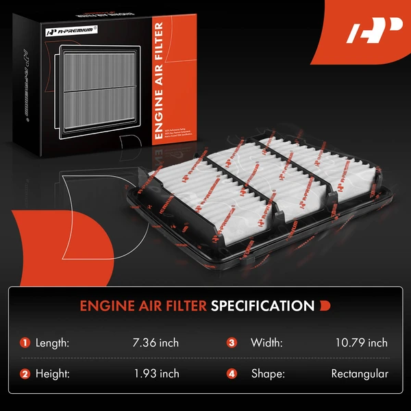 Engine Air Filter with Rigid Panel for Honda CR-V 2017-2019 L4 2.4L