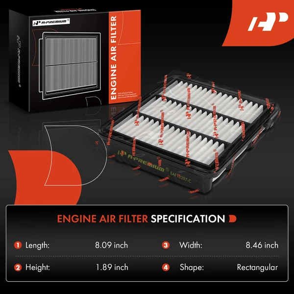 2 Pcs Engine Air Filter with Rigid Panel for Honda Accord 2018-2022 2.0L
