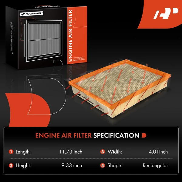 Engine Air Filter with Flexible Panel for Ford Ranger 2019-2023 L4 2.3L