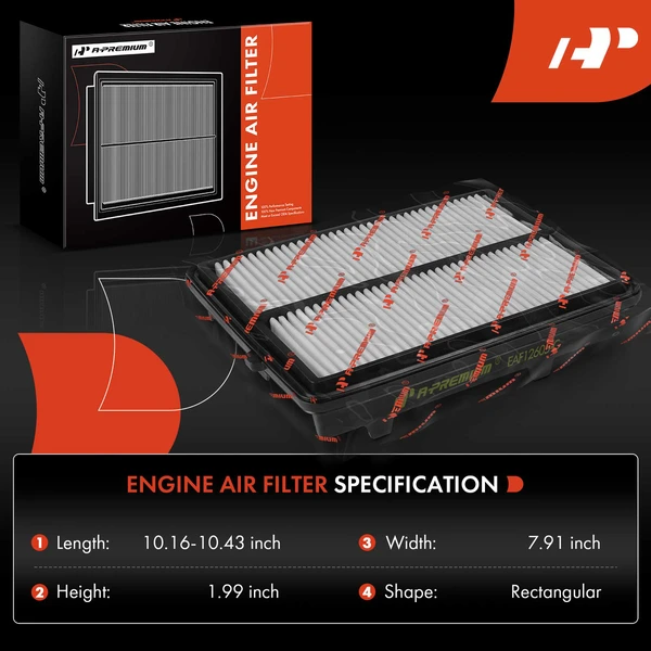 Engine Air Filter with Rigid Panel for Acura RDX 2019-2023 L4 2.0L