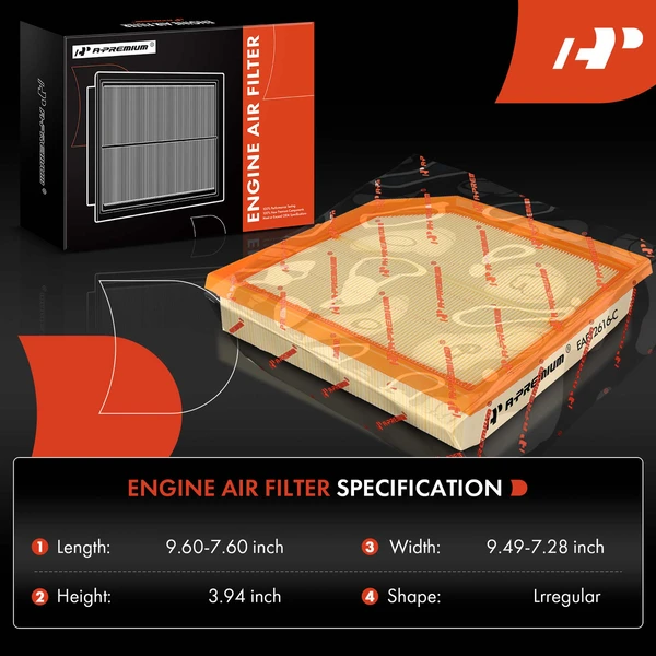 2 Pcs Engine Air Filter with Flexible Panel for Volvo XC40 2019-2024 L4 2.0L